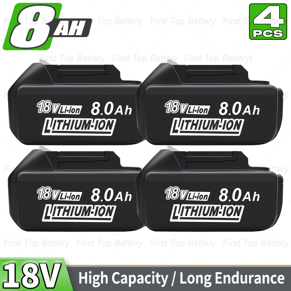 TEMU Replacement Battery Pack Of 4, 8.0ah, 18v For Makita's 18v Lithium-ion Batteries, Compatible With Models Bl1850b, Bl1840b, Bl1830b, Bl1835,