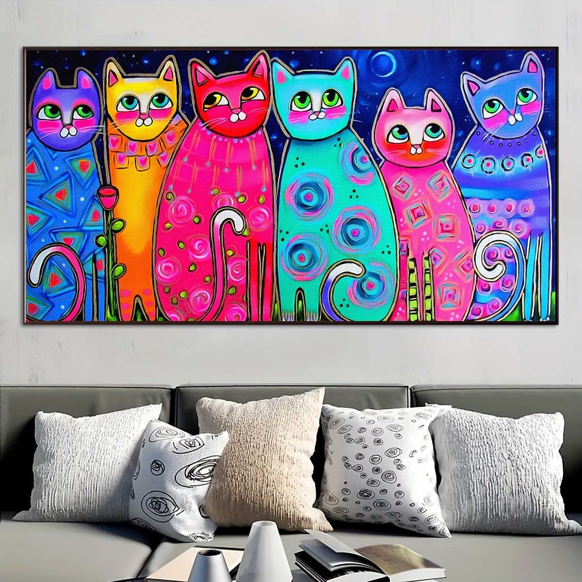 

1pc Unframed Canvas Poster, Modern Art, Animal Cat Wall Art, Ideal Gift For Bedroom Living Room Corridor, Wall Art, Wall Decor, Winter Decor, Room Decoration