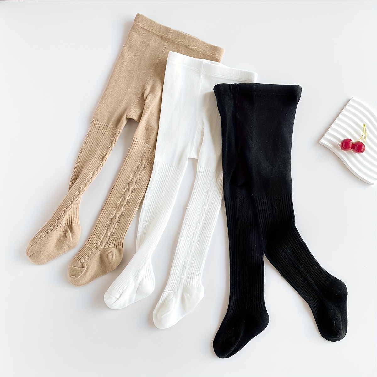 

3pcs Printemps et Automne Collants Simple Collant Couleur Unie Legging Vêtement Extérieur Combinaison Chaussettes