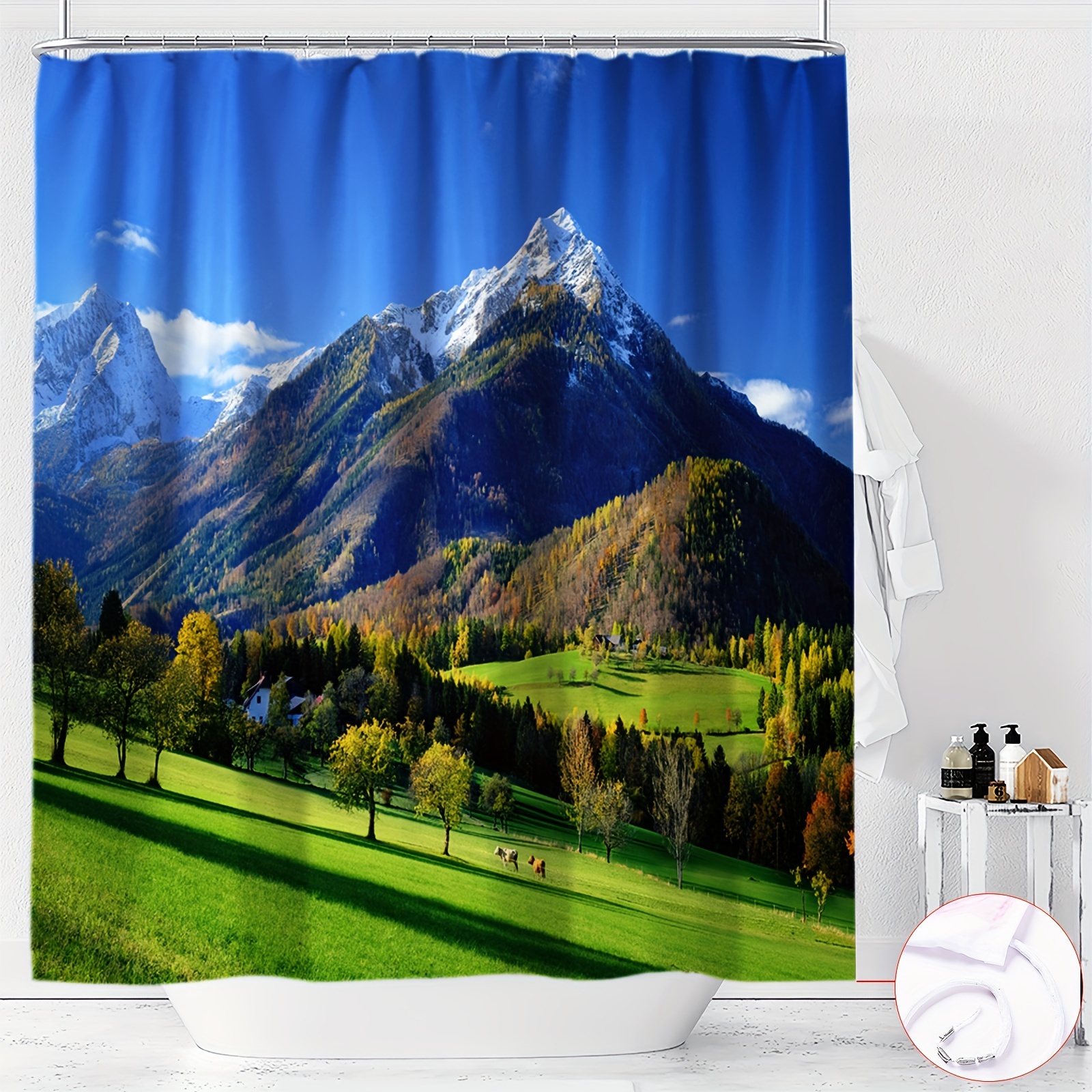 

1pc Shower Curtain, Bathroom Decor , Includes , Washable,