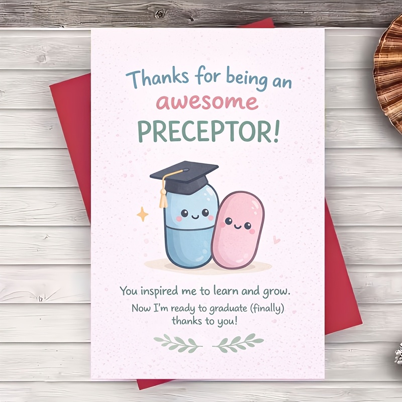 TEMU 1 Envelope And 1 Greeting Card Appreciation Graduation Thank You Greeting Card Cute Minimal Design For Mentor Teacher Nurse Pharmacist Resident