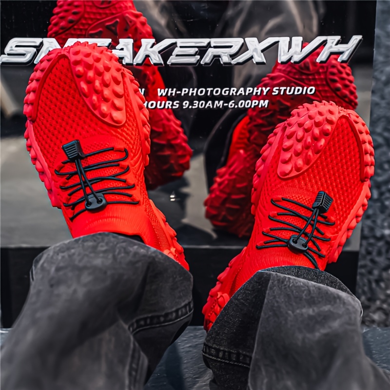 Sand-colored Knitted Mesh Outdoor Shoes with Particle Detailing, Low-Top Thick-Soled Dad Sneakers, Slip-On with Drawstring, Casual Breathable Athletic Running Shoes, Plus Size Men's Shoes