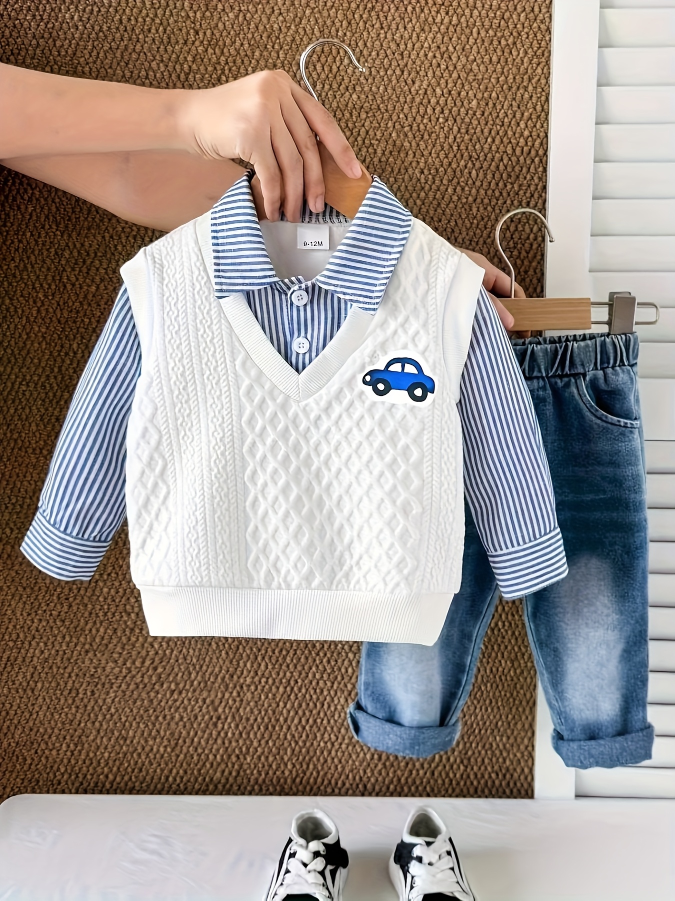 2pcs baby boy denim jeans set striped   neck long sleeve comfortable and versatile for fall winter for outdoor Product details 17