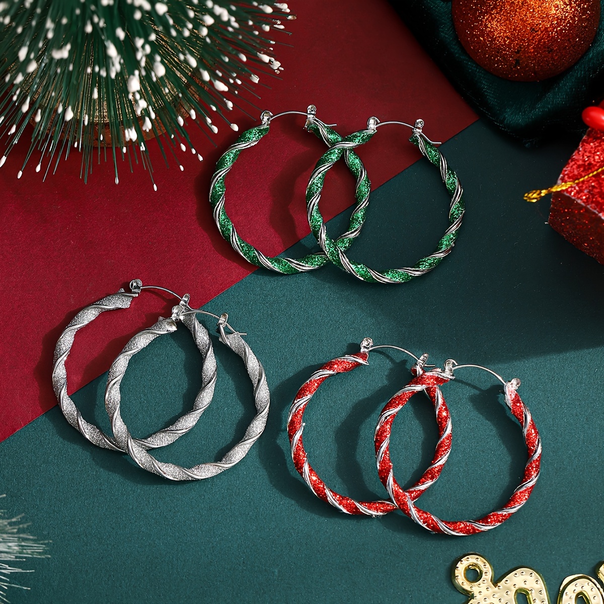 

3pairs/set Christmas Set - Zinc Alloy, For & Parties.