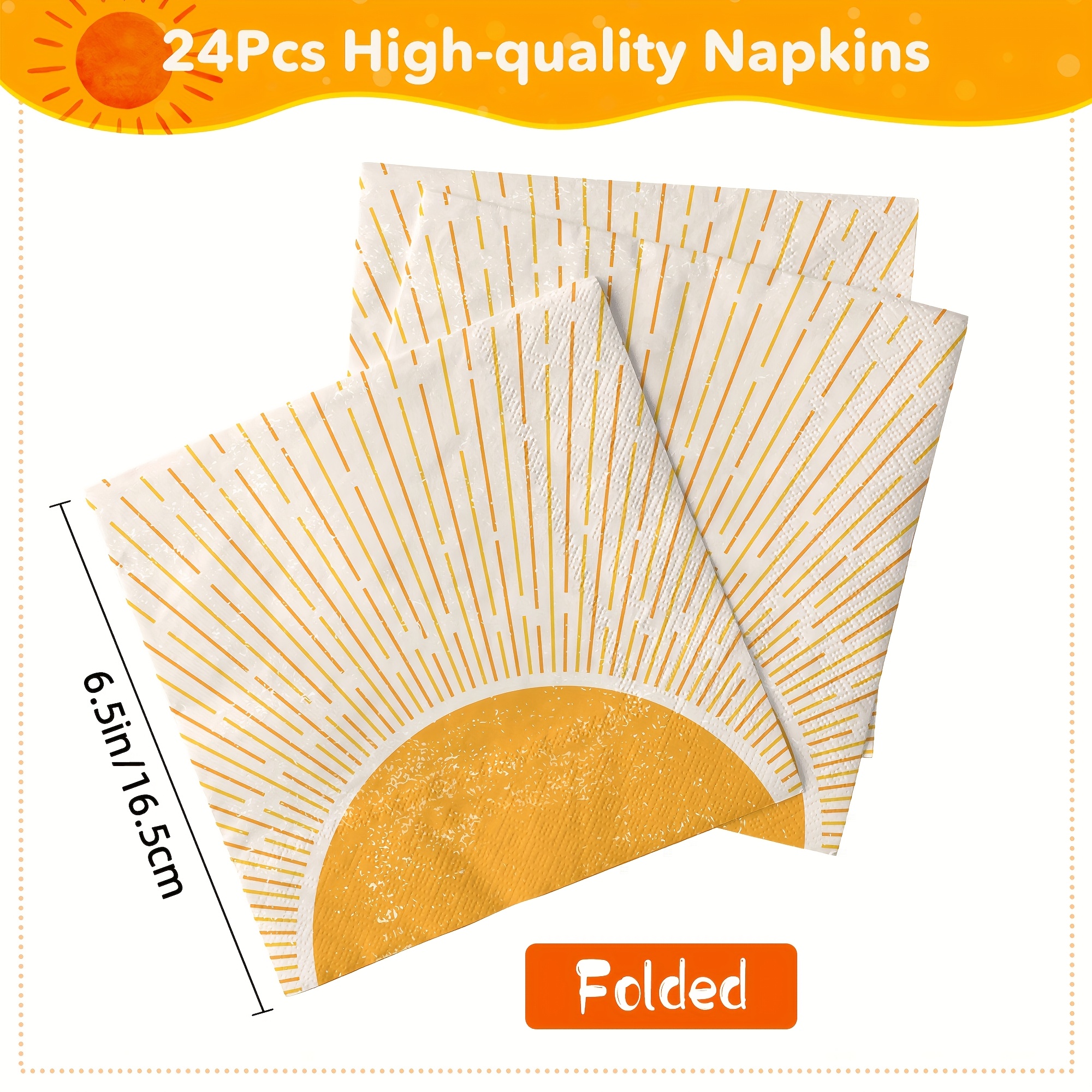 24pcs Boho Sunshine Birthday Party Napkins - 2-ply, Perfect For & Decorations For Halloween、christmas