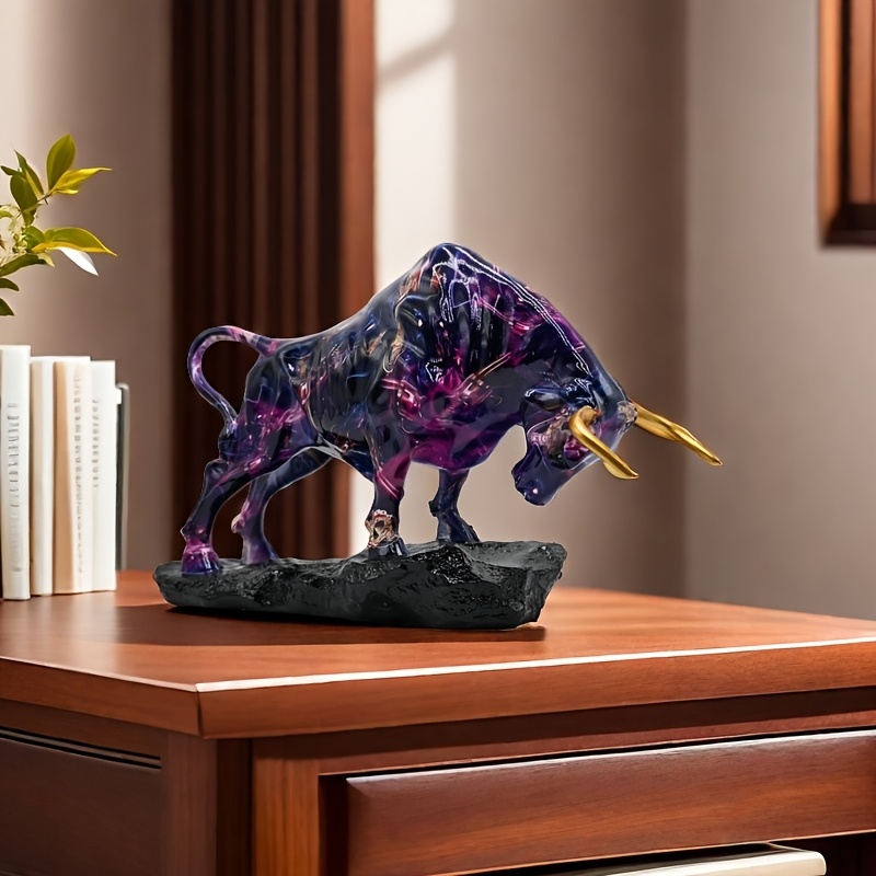 1 Purple Statue With Golden Horns - An Decoration, Symbol Of And Wealth | Perfect For Home And Office, Living Room, Bedroom, Kitchen | No Power Needed, An Ideal Gift For Valentine's Day