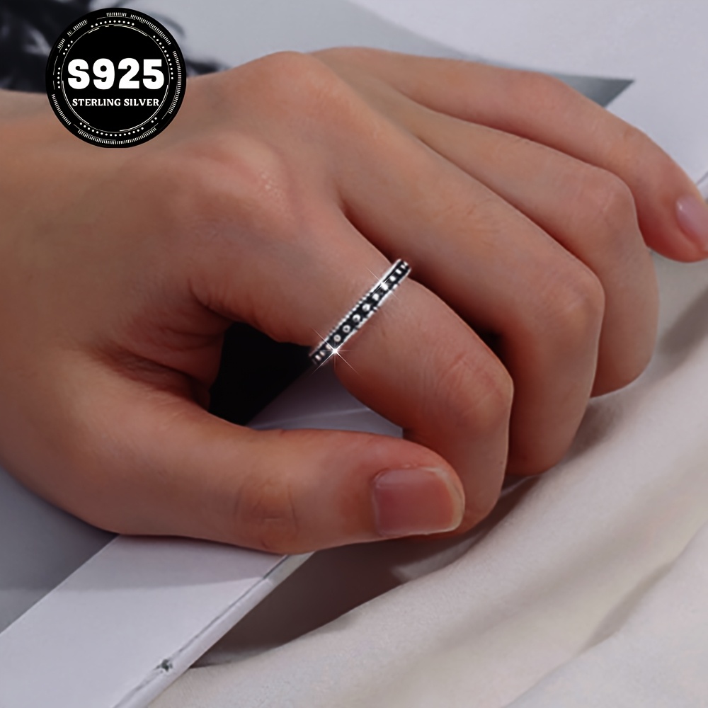 Vintage Ring 925 Silver Open Ring Stone Accents