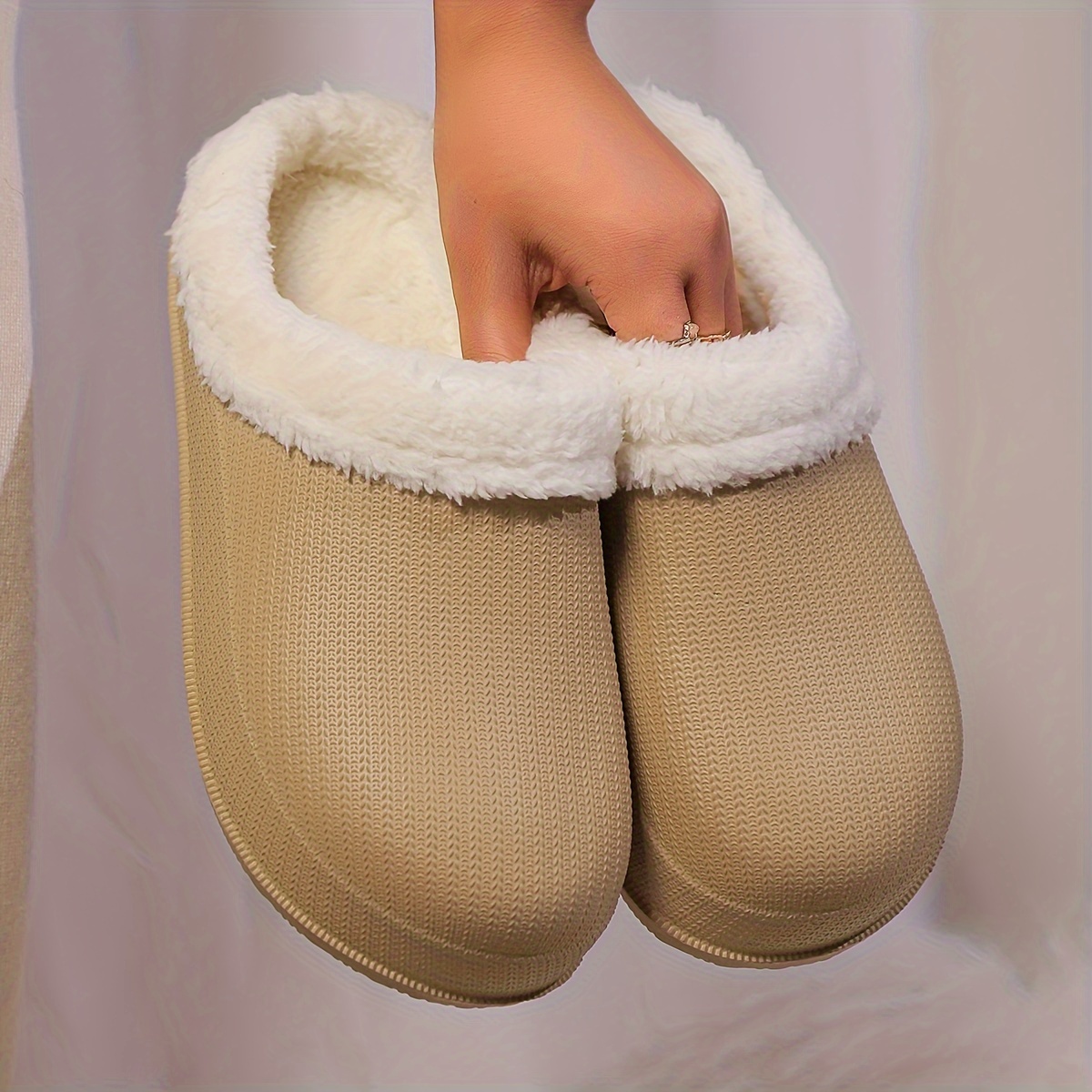 cozy plush lined winter slippers women men high quality Temu Norway