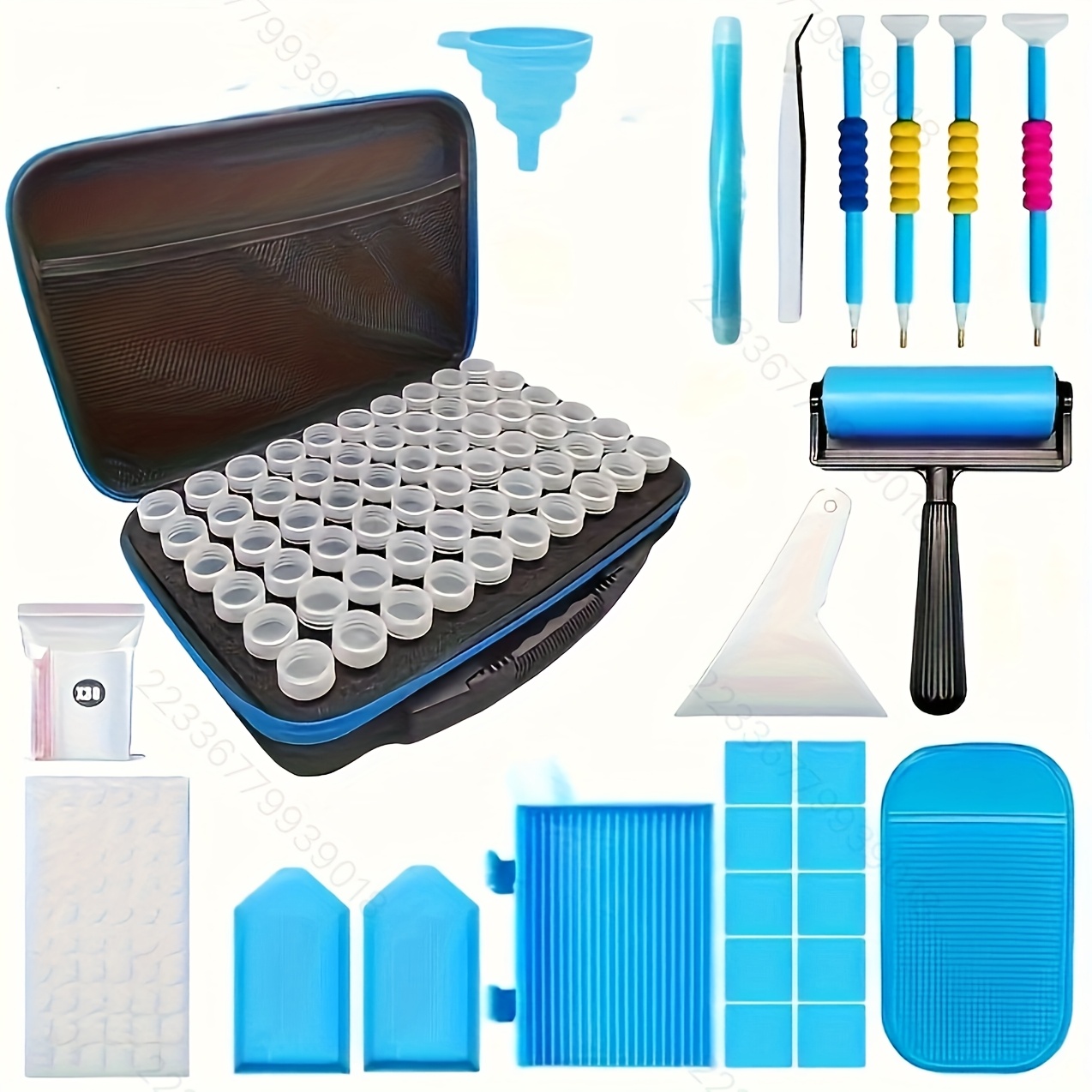 

54pcs Diamond Painting Tools Set, Essential Diy Craft Kit With Tweezers, Picking Pens, Glue , Trays, No Power Needed, Plastic Material, For Beginners - Storage Box Not Included