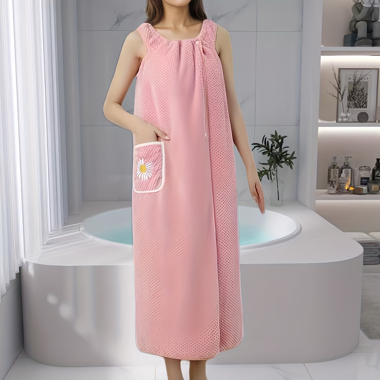 Ultra-Soft Sleeveless Bathrobe with Stylish Pocket Quick-Dry Comfort Gift