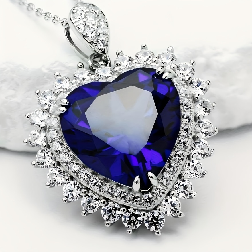 TEMU 925 Silver Heart Pendant Necklace | For Casual Attire, Parties, Holiday Gifts, Vintage In A Moissanite Setting