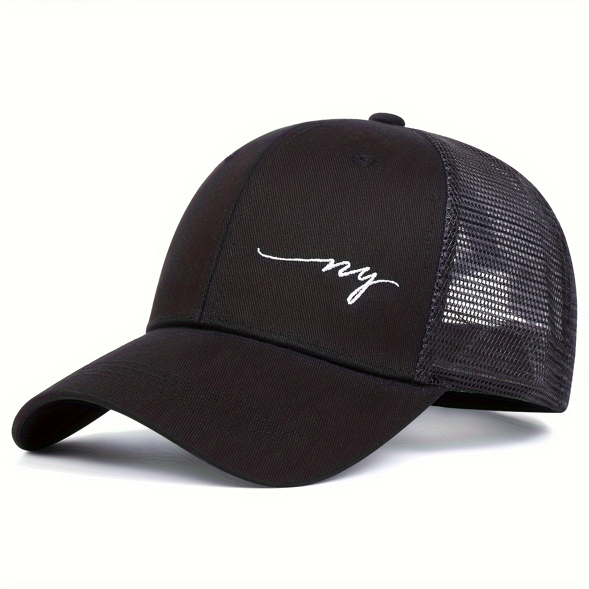 Image of 1 Men's Ny Letter Baseball Cap, Outdoor Sports Mesh Hat, Adjustable Hat, Suitable For Spring And Autumn , Travel, Beach Parties