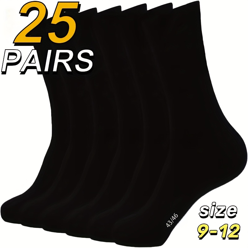 E-shop 25 Paar Herren Klassische Business-Mid-Calf-Socken – Atmungsaktiv & Bequem, Geeignet für Büro, -Border Größe 43-46 9-12, Casual Leichte