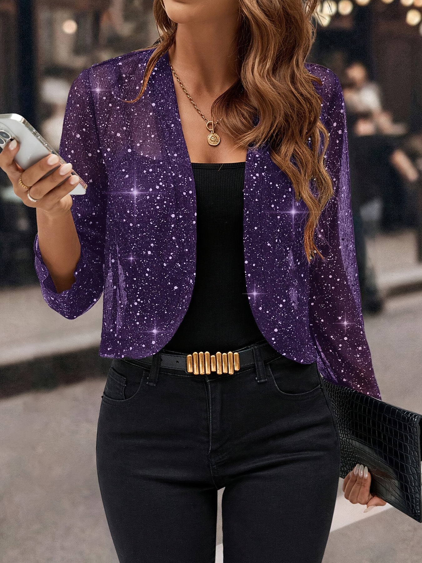 Women'S Lightweight Summer Sequin Cardigan Long Sleeve, Breathable  with Sparkling Details Casual Summer