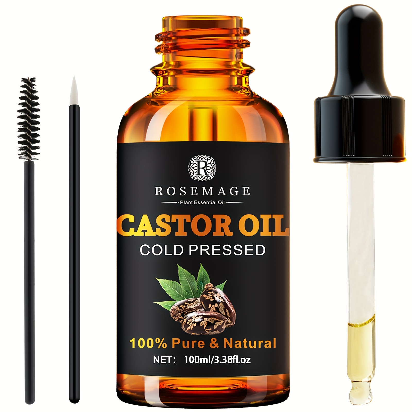 castor oil   cold pressed rich hydration for dry hair eyelashes eyebrows light beige scalp nails and body care essential oil unrefined hexane free details 1