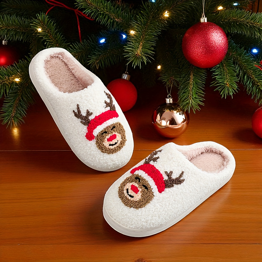 Kids' Christmas Slippers Soft Plush House Shoes with Slip-On Closure,  Lightweight Indoor/Outdoor Winter Footwear for Boys Girls, Cozy Holiday  Deco