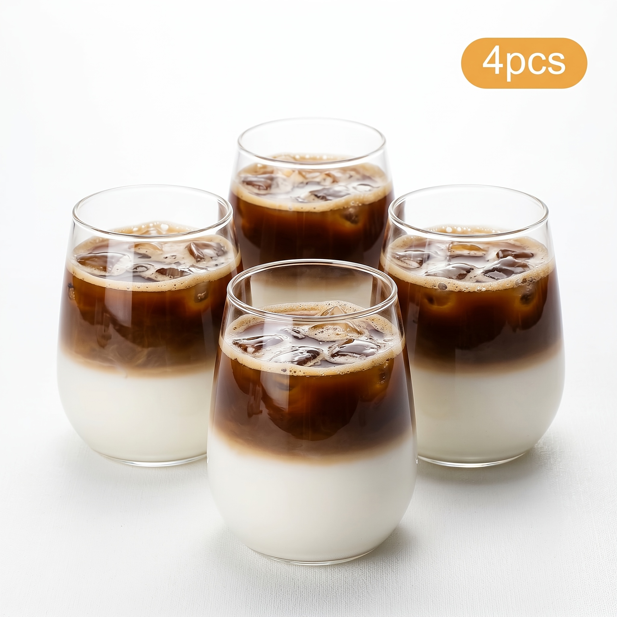 TEMU FGFW Juego de 2/4/6 Vasos de Vidrio de 350 ml de , Vidrio de Borosilicato de Calidad, Curvas Elegantes, Cristalería, Copas , Adecuados para