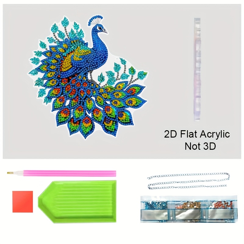 2d Flat, 5d Diamond Painting Kit, Vibrant Peacock , Irregular Shaped Crystals, Beginner-friendly Crafts, Versatile Wall And Window Decorations For Yards, Rooms, Gardens, And Patios