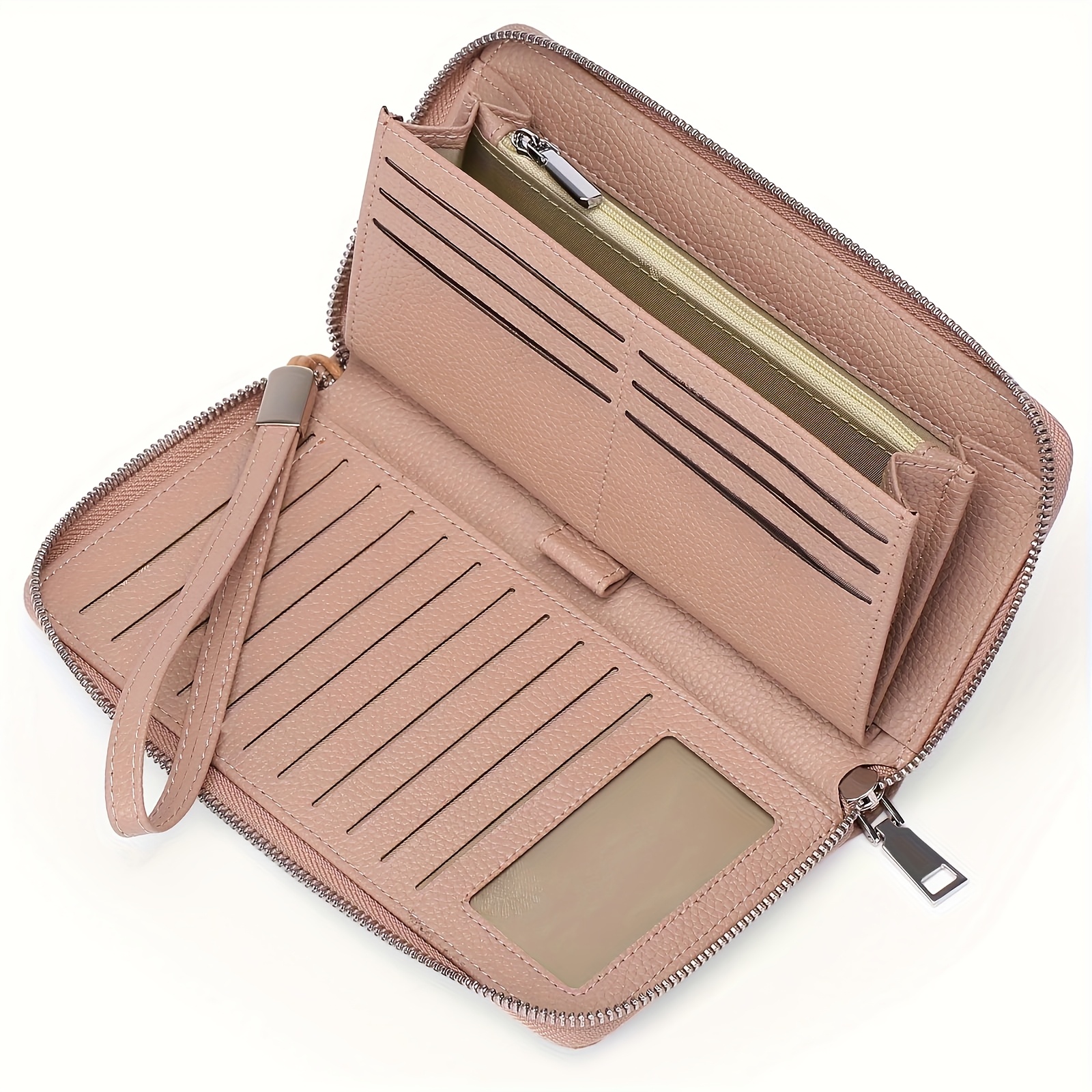 Portefeuille Femme En Cuir Véritable - RFID, Nombreuses Poches, Fermeture éclair Et Chaîne De Sécurité - Cadeau Idéal