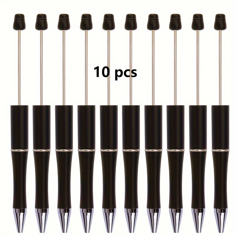 Image of 10-pack Multicolor Plastic Beaded Ballpoint Pens, Twist Closure, Oval Body, Medium Point, Black Ink, Ideal For Graduation Gifts And Office Supplies - Suitable 14+