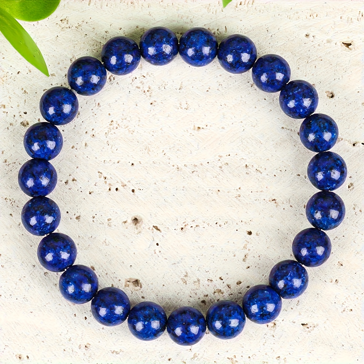 Image of 1pc Elastic Fitted Blue Bead Bracelet, 6mm Specification Unisex Bohemian , Symbolizing Good Luck, Happiness, And Power, Suitable For Daily Wear Or As A Gift, Versatile