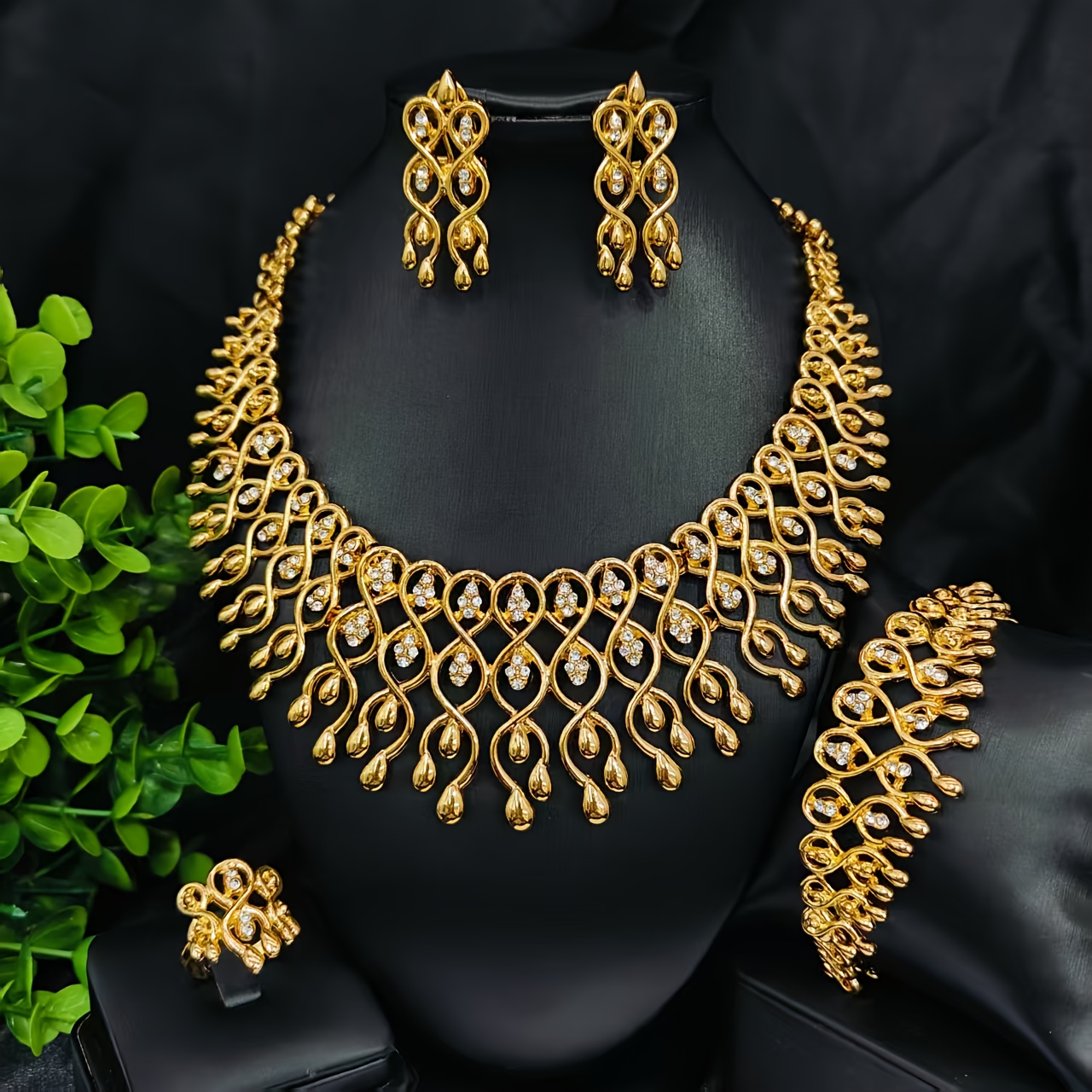 Elegant Wedding Jewelry Set - Copper Alloy Necklace & Earrings For Brides And Bridesmaids