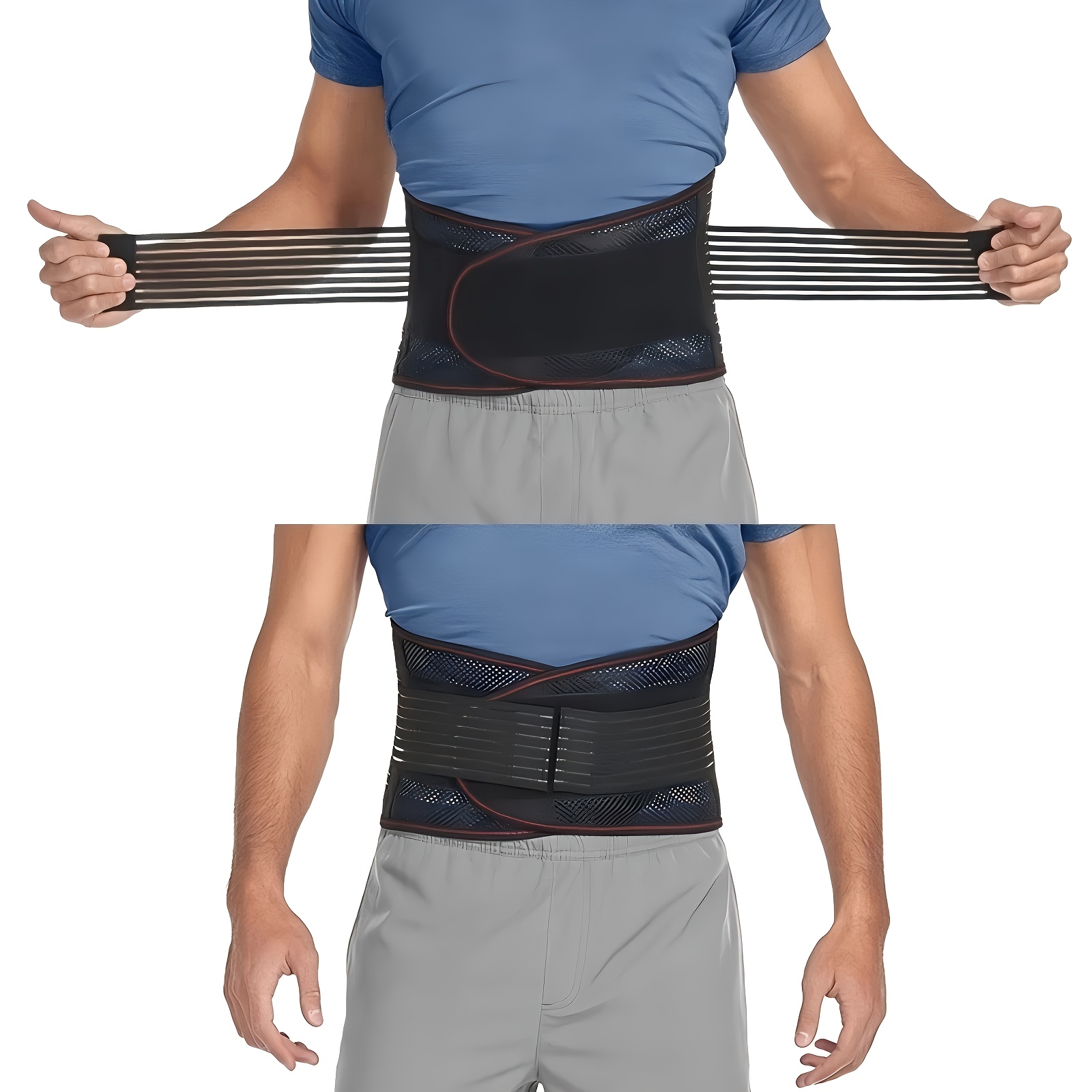 Image of Adjustable Waist Belt With 5 Support Bars, Breathable Mesh Design And Dual Adjustable Straps, Lightweight Comfortable Waist Wrap For , Durable Casual Attire, Great Gift