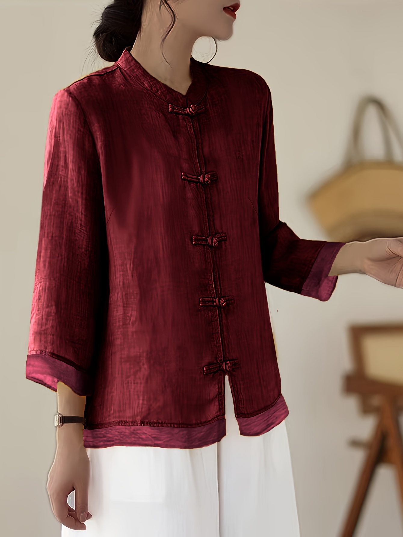 plus size shirt with a chinese style button closure   2 2