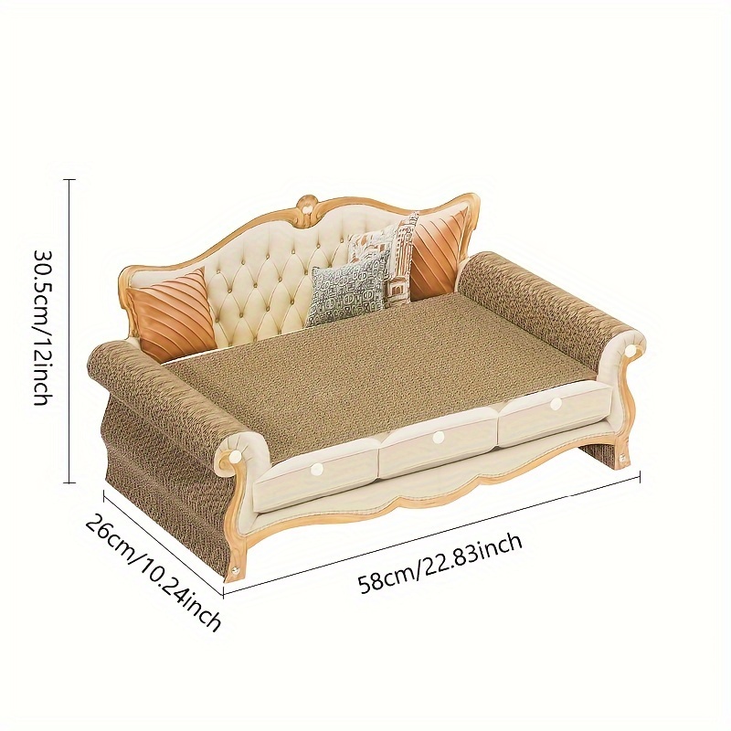 TEMU Sofa Scratching Pad Lounge, Elegant Cardboard Cat Scratcher Couch With Cushions, Durable Fashionable Pet Furniture For Cats - Cat Scratcher Bed