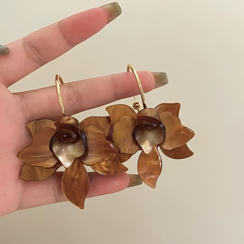TEMU Pendientes de aro florales dulces y elegantes estilo vacacional para mujer, ideales para fiestas, , , fiestas de graduación, vacaciones, compras