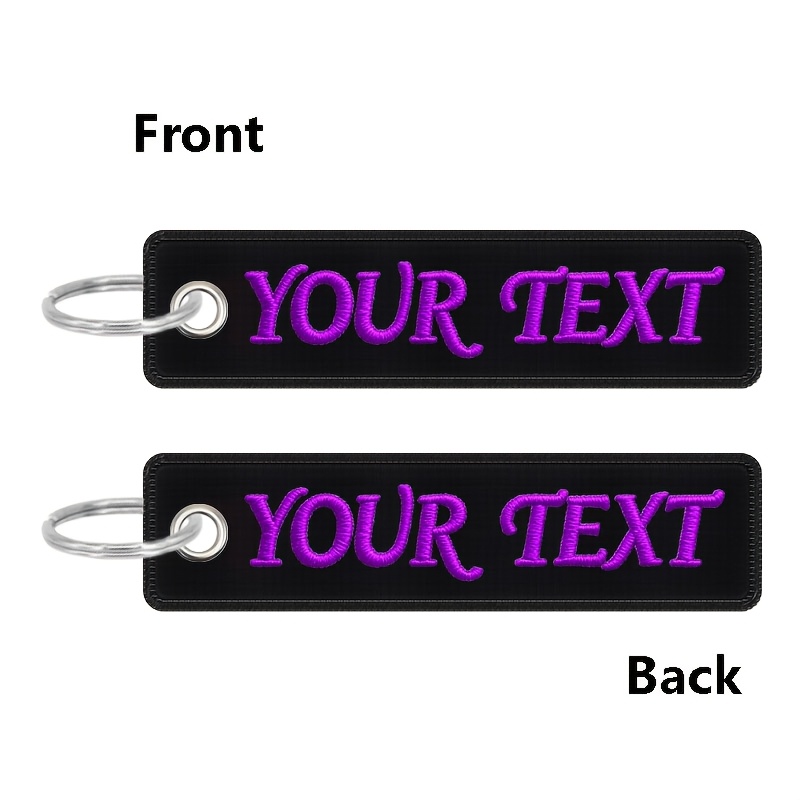 TEMU Personalized Double-sided Embroidered Keychain, Diy Exclusive Text Key Tag, 3.93in Motorcycle Trendy Pendant, Ins-style Letter Embroidery