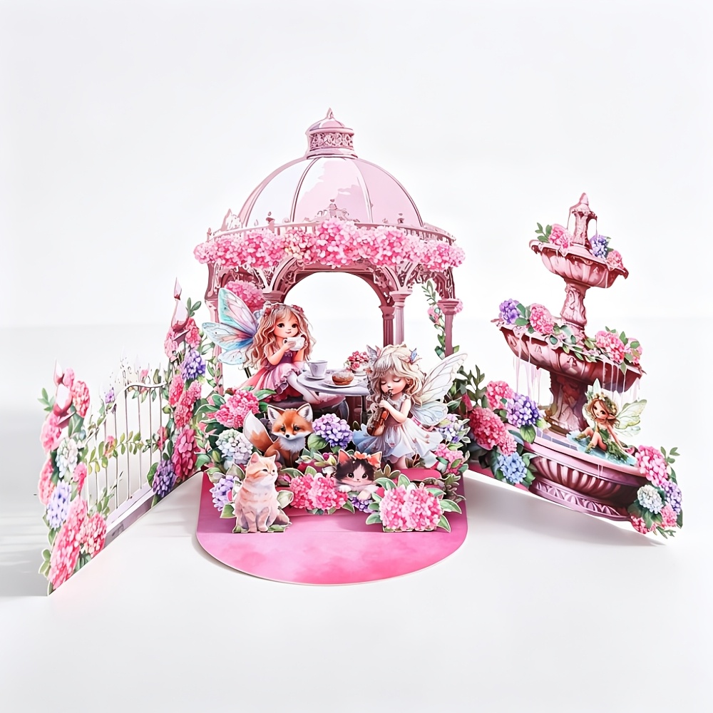 Garden 3d Pop-up Greeting Card – Whimsical With Tea Party Scene, Perfect For Mother’s Day, Birthdays, Weddings, And Special Occasions