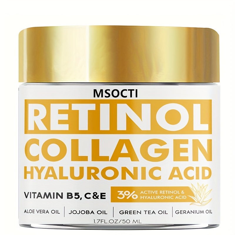

Retinol Collagen Cream With Hyaluronic Acid, Vitamins B5, C & E - Skin Care For All Ages, Unisex, Intensive Renewal & Hydration, 1.7 Fl Oz/50ml