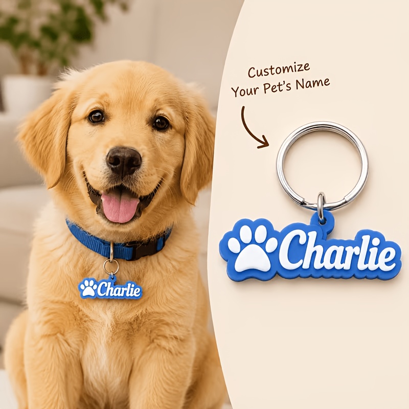 Personalized Acrylic Pet ID Tag with Paw Print Design