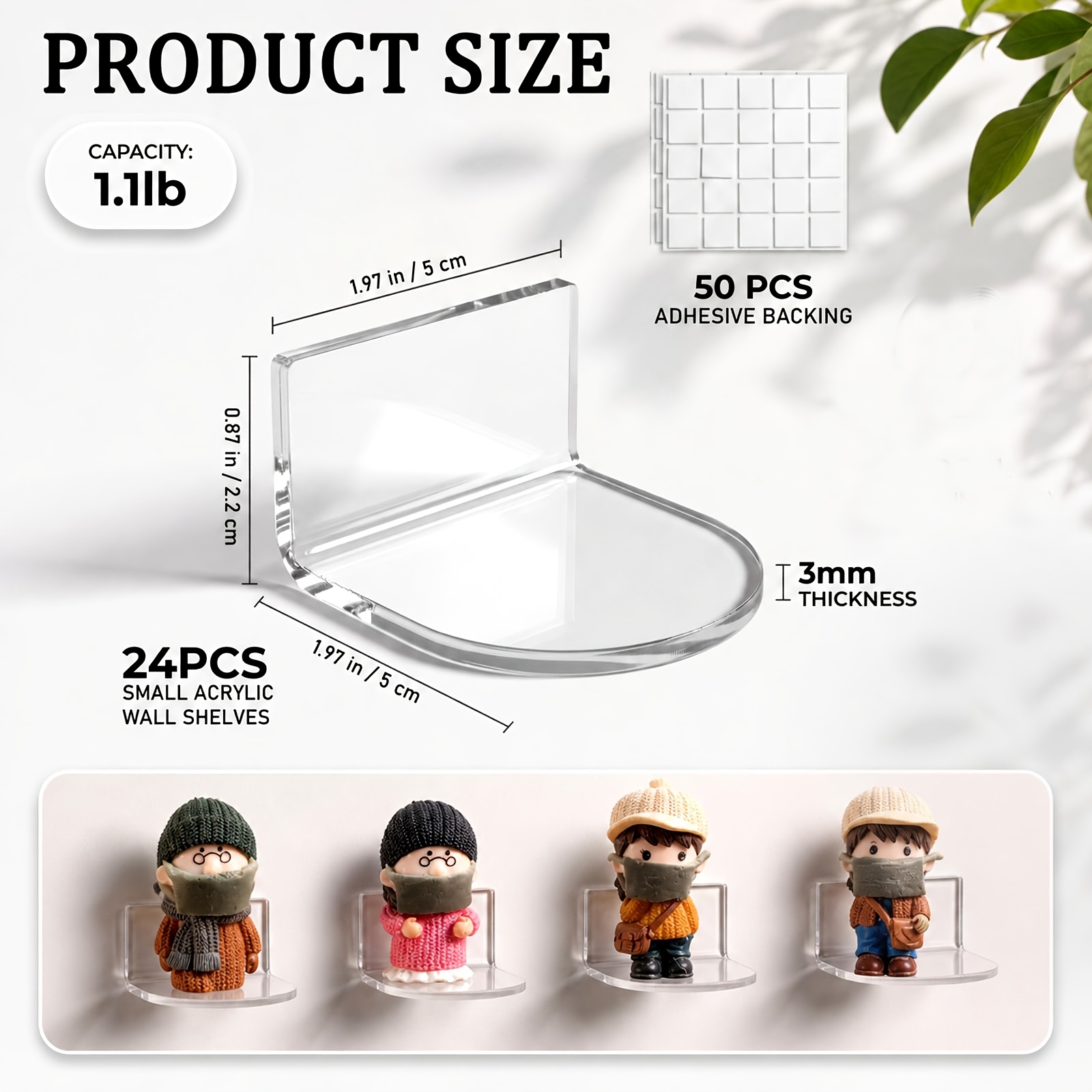 TEMU 24pcs Acrylic Display Stands, With Adhesive And , Mini Floating Wall Racks, Thick Acrylic Wall-mounted Display Holders, For Model, Blind Box