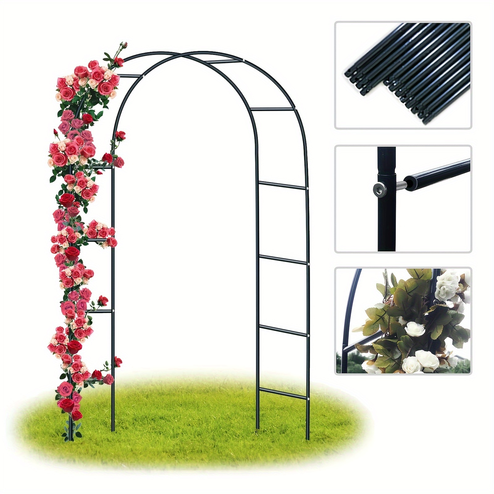 

1pc, Metal Garden Arch, Garden , Garden Arch, Climbing Plant & Rose Arch Trellis, Outdoor Garden Lawn Backyard Patio , Wedding Decoration Flower Frame, Sturdy Iron Structure, Ways(tall Or Wide)