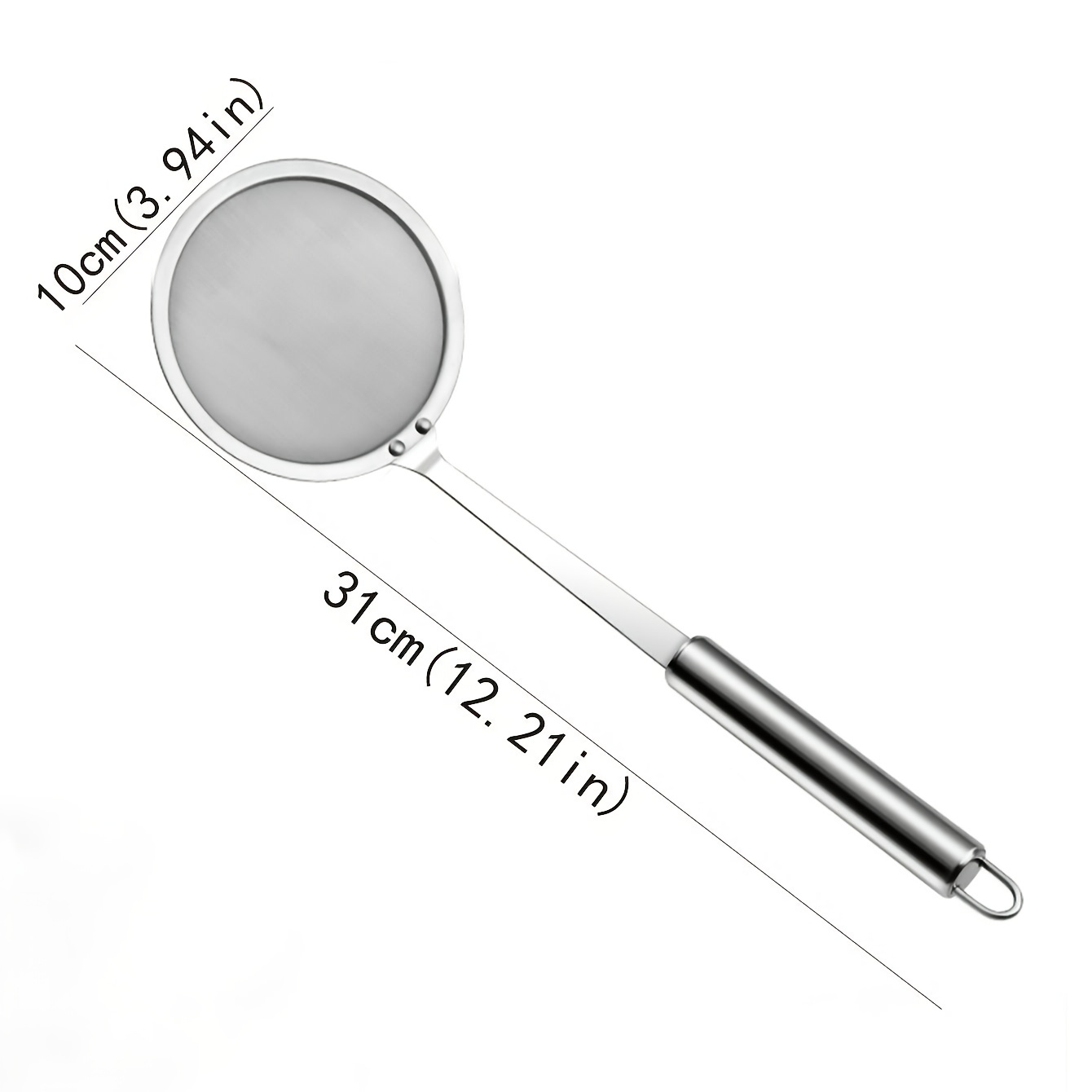 Image of Stainless Steel Oil Separator Spoon With Handle, Fine Mesh Oil Residue Filter, Suitable For Separating Grease, Juice, And Foam, Essential For Holiday Parties And Reusable.