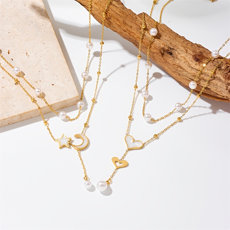 Women's 18K Gold-Plated Double-Layer Heart-Shaped Necklace