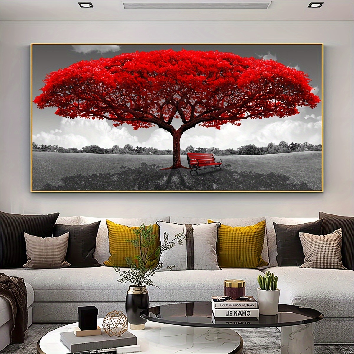

1pc Unframed Canvas Poster, Modern Art, Red Love Tree Wall Art, Ideal Gift For Bedroom Living Room Corridor, Wall Art, Wall Decor, Winter Decor, Room Decoration