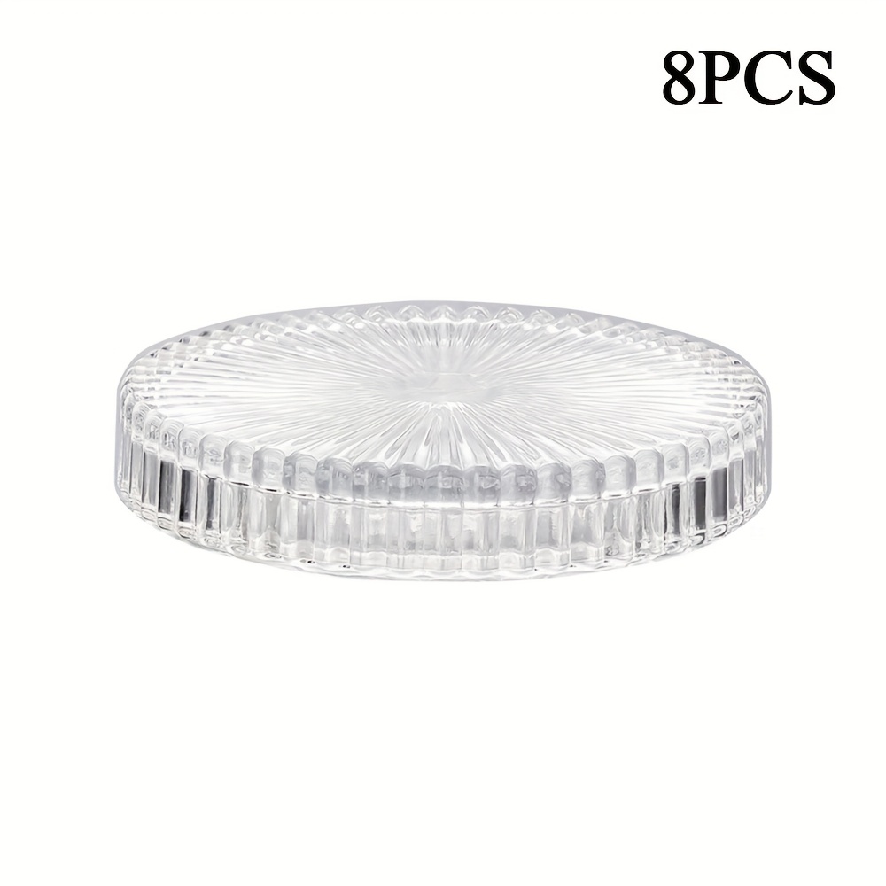 4/6/8pcs Vintage Relief Glass Candlesticks, Easy Round Striped Pillar Candle Tray, Candle Holder Decor