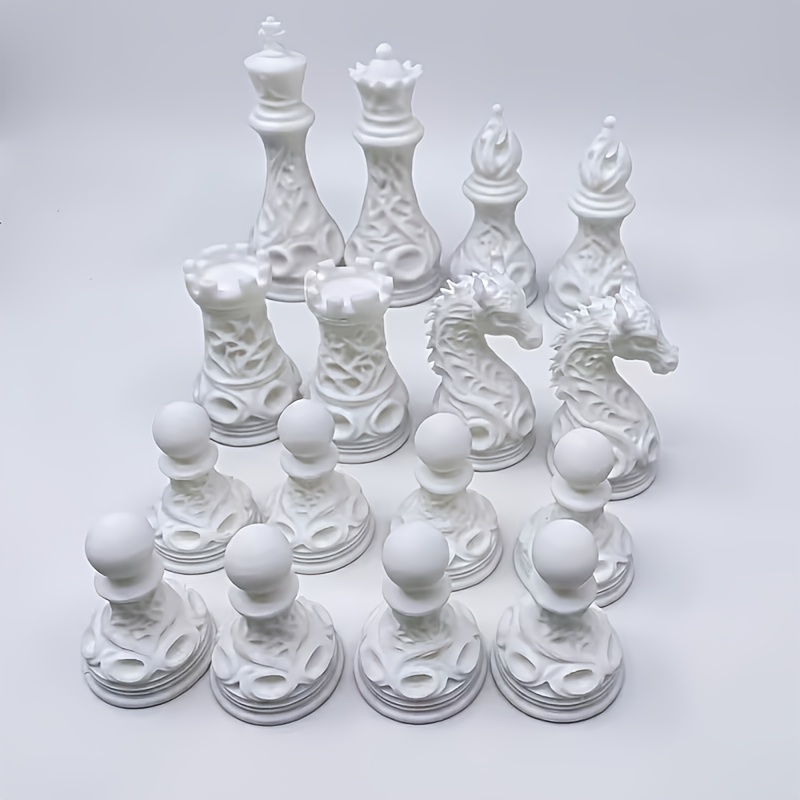 TEMU Échecs Gothique Revival | Art de tissage de science-fiction Motif Dragon - Jeu de table structure géométrique en polymère mat, adapté à la /,