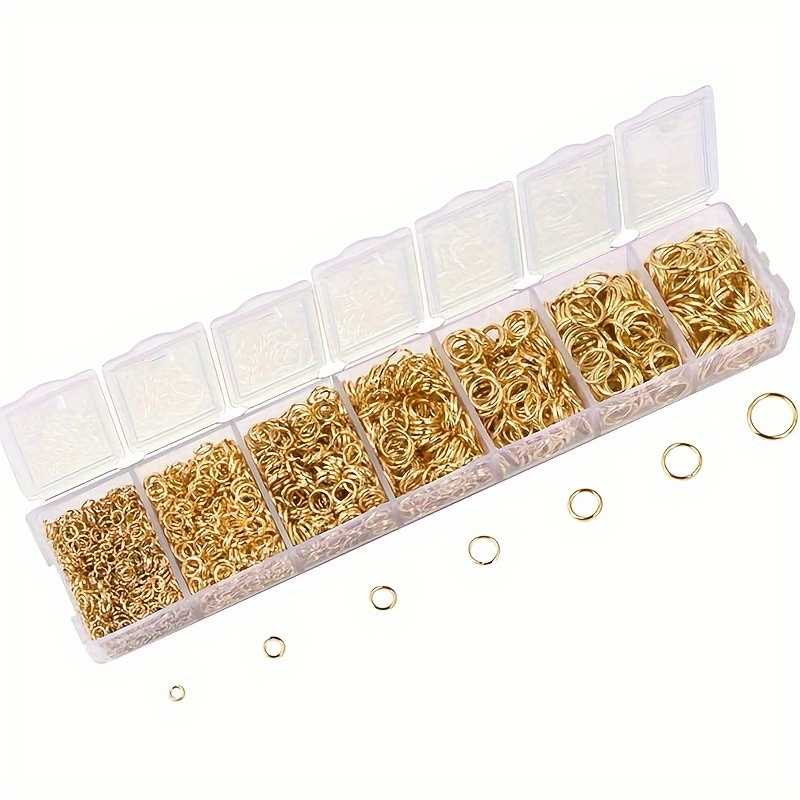 TEMU 2500pcs Jump Rings Golden Plated Jewelry Connectors Chain Left 3mm 4mm 5mm 6mm 7mm 8mm 10mm Box Set Open Jump Rings Golden For Necklace