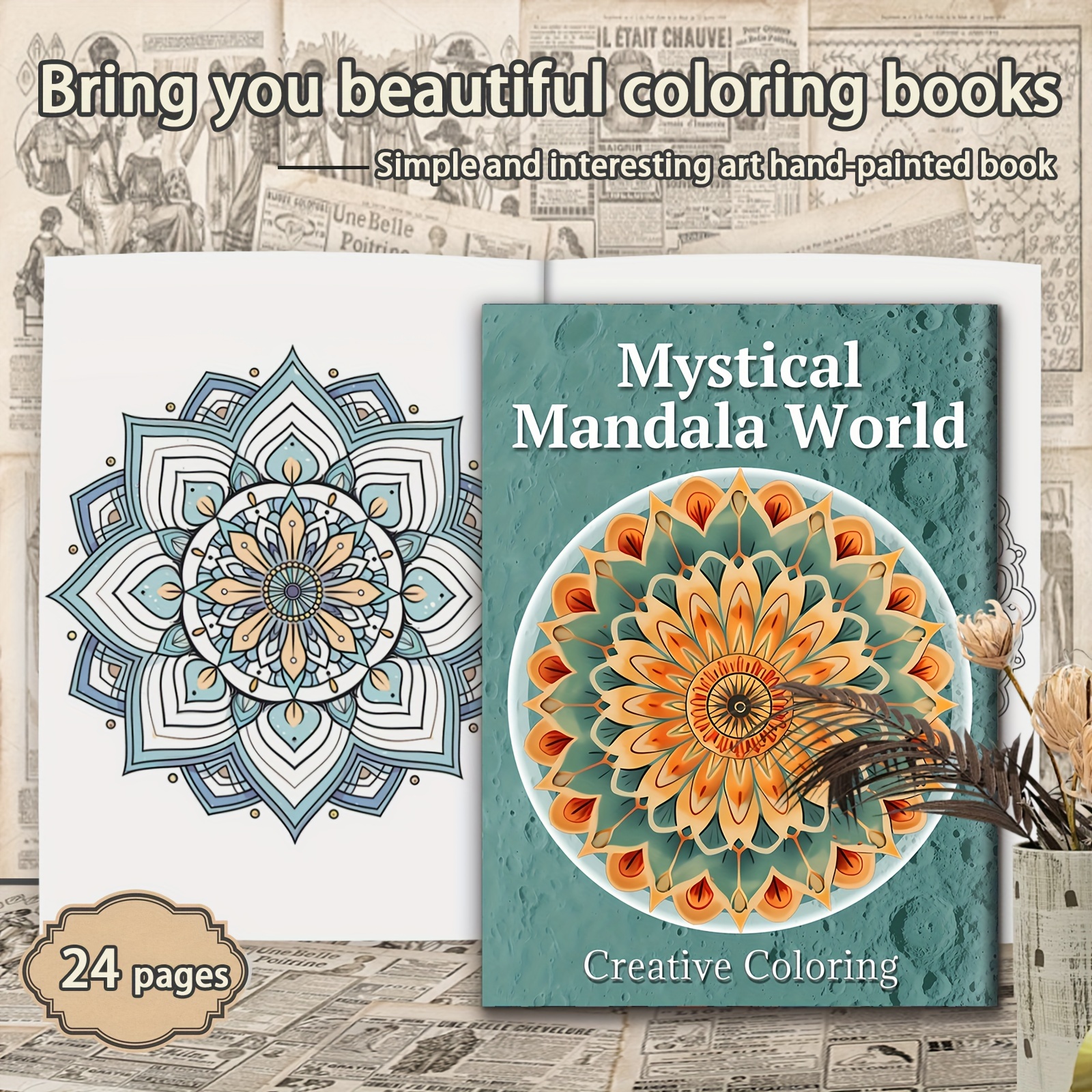 

(upgraded Thickened 24 Pages) 11.2 * 8.3in--regular Mandala Theme , Home Campus Outdoor Party Holiday Coloring Book, Great Gift For Halloween Christmas Holiday Party