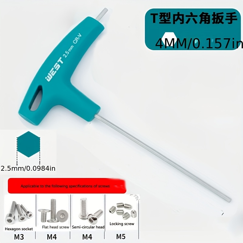 1 5 4mm t shaped   hexagonal hexwrench hex key t shaped handle screwdriver six angle socket screw spanner for household hand tools for bicycle maintenance and household repair