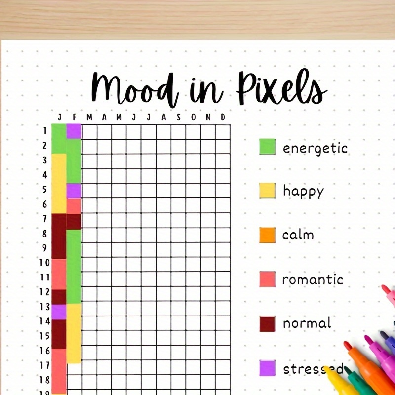 

Pixel Mood A5 Journal - Daily & Monthly Emotional , No-battery Required, Perfect For Party Decorations & Supplies