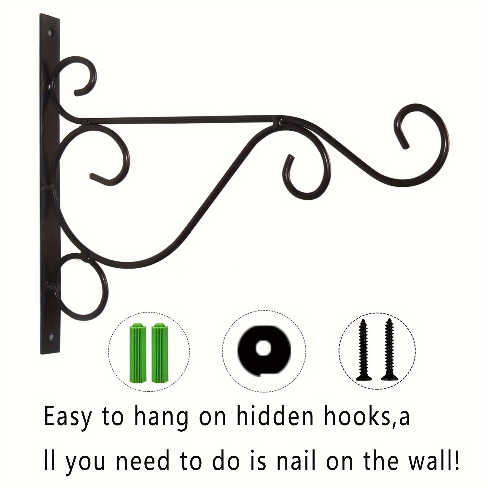 Staffa Per Piante Sospese In Ferro - Dorata, 25x21cm, Per Balconi E Giardino, Con Viti Incluse - Foto 3