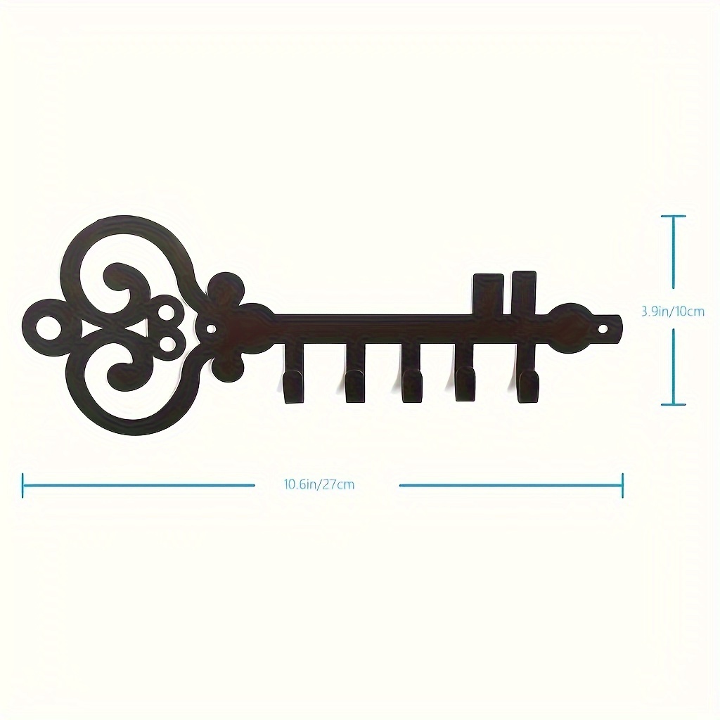 TEMU Elegant Vintage Black Metal Key Hook: Wall-mounted, , Suitable For Home Decoration
