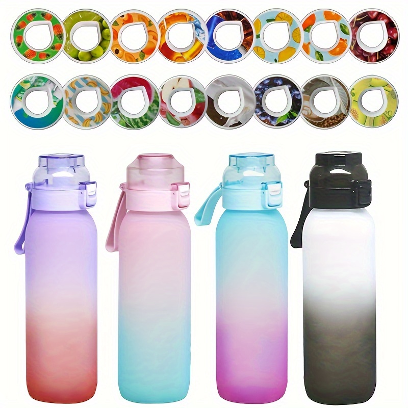 Botella de agua deportiva sin BPA, juego de botellas para beber, botella de  agua con fragancia de fruta de 22.1 fl oz, con 7 cápsulas de sabor %0 taza