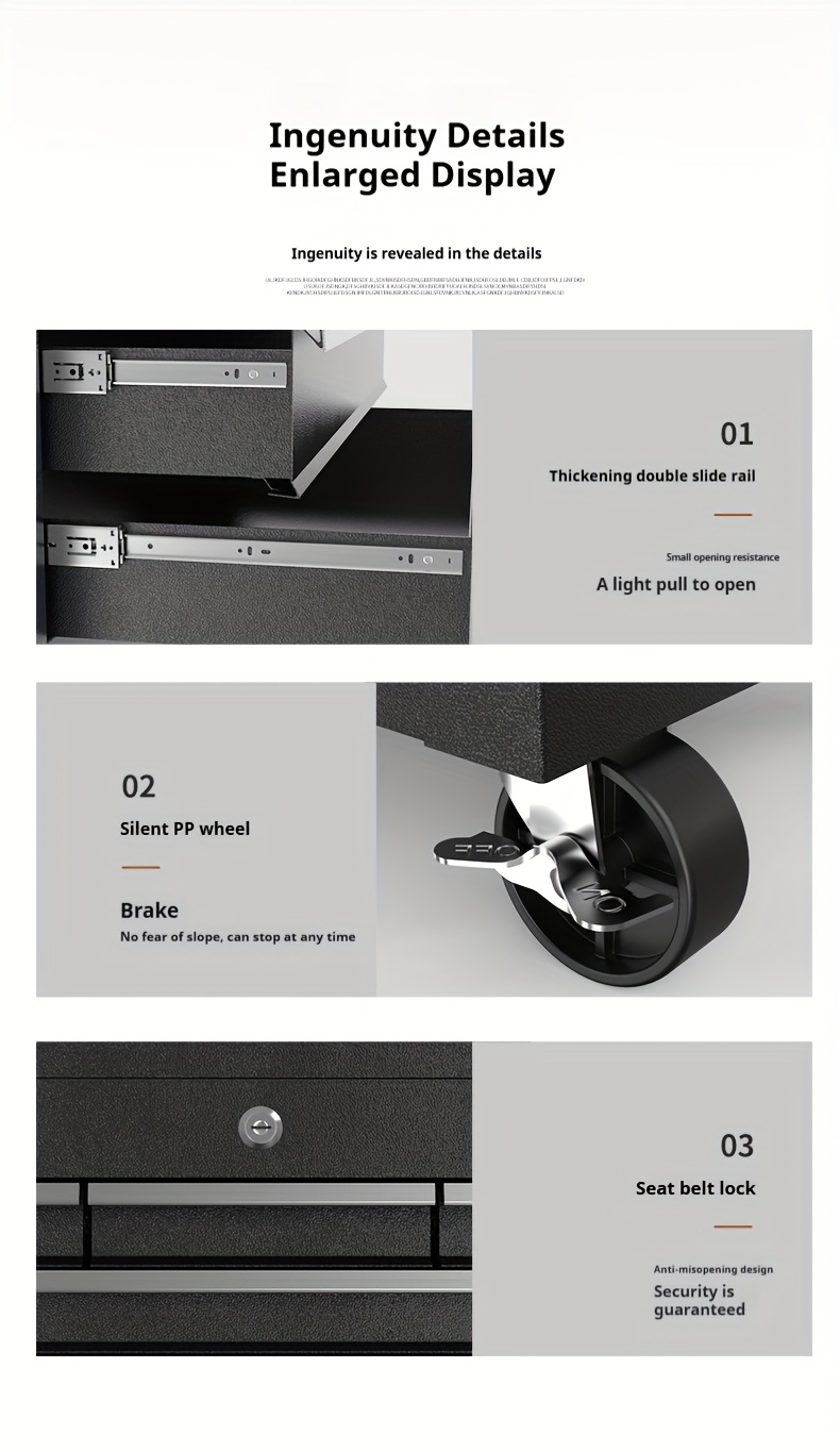 Heavy-Duty 2in1 Rolling Tool Chest with 8-Drawers, 199.58 KG Load Capacity, Removable Top Tool Box, Large-Capacity Metal Tool Storage Cabinet on Wheels tool cabinet for managing and maintaining equipment. for Garage, Workshop and Home Repair