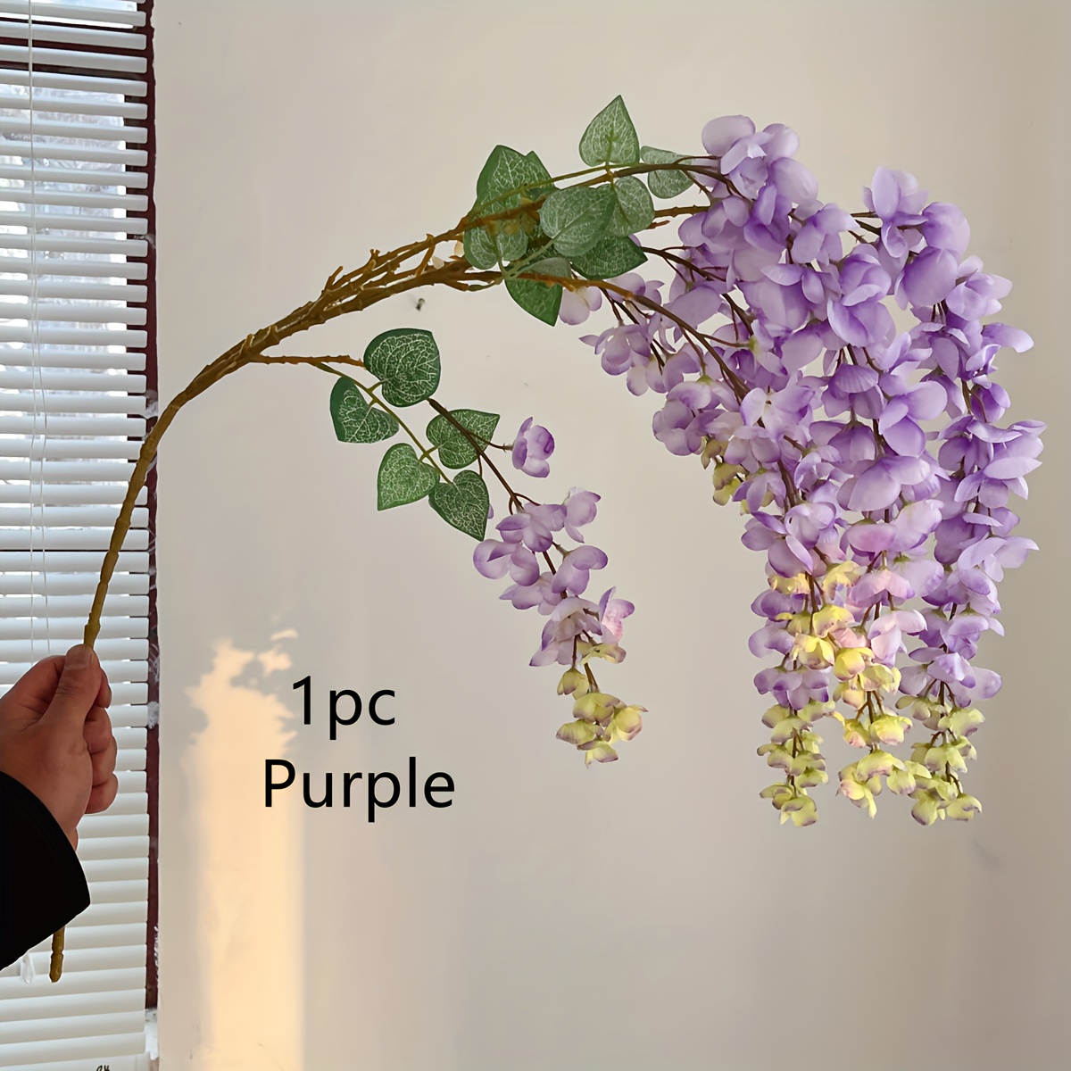 Image of 1pc 6 Forks Artificial Fake Wisteria Vine Rattan Hanging Garland Decor Flowers String Home Party Wedding Decor, Aesthetic Room Decor, Home Decor